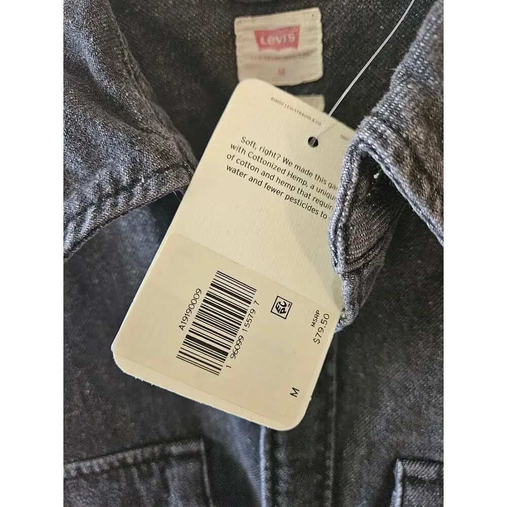 Levi's Men's Button Up Long Sleeve Shirt Denim Black Medium